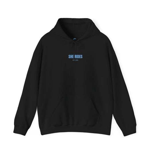 She Rides Girl Racer Hoodie Blauw//Bikergirl Hoodie