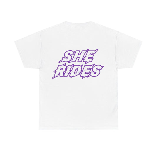 She Rides original T-shirt Paars//Bikergirl T-shirt