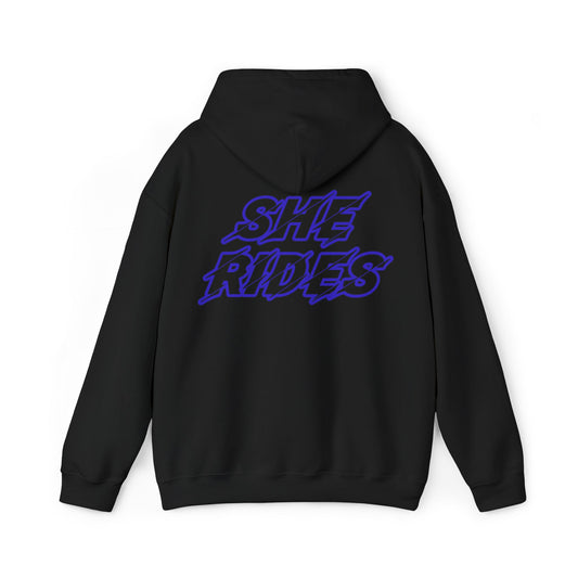 She Rides Original Hoodie Blauw//Bikergirl Hoodie