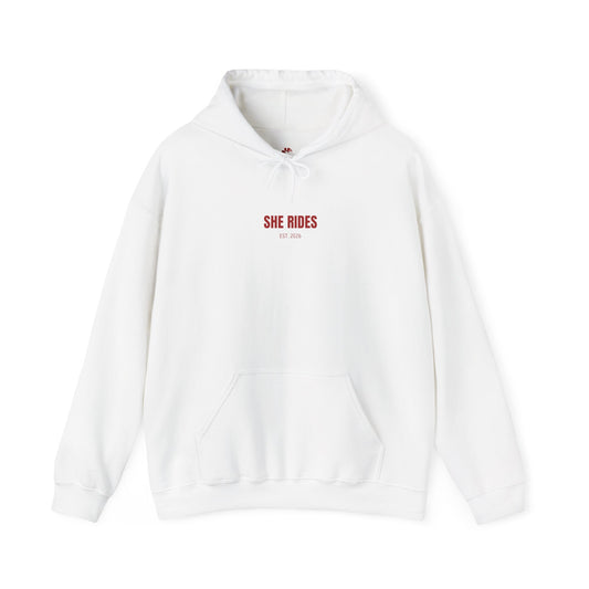 She Rides Basic Hoodie Rood//Bikergirl Hoodie