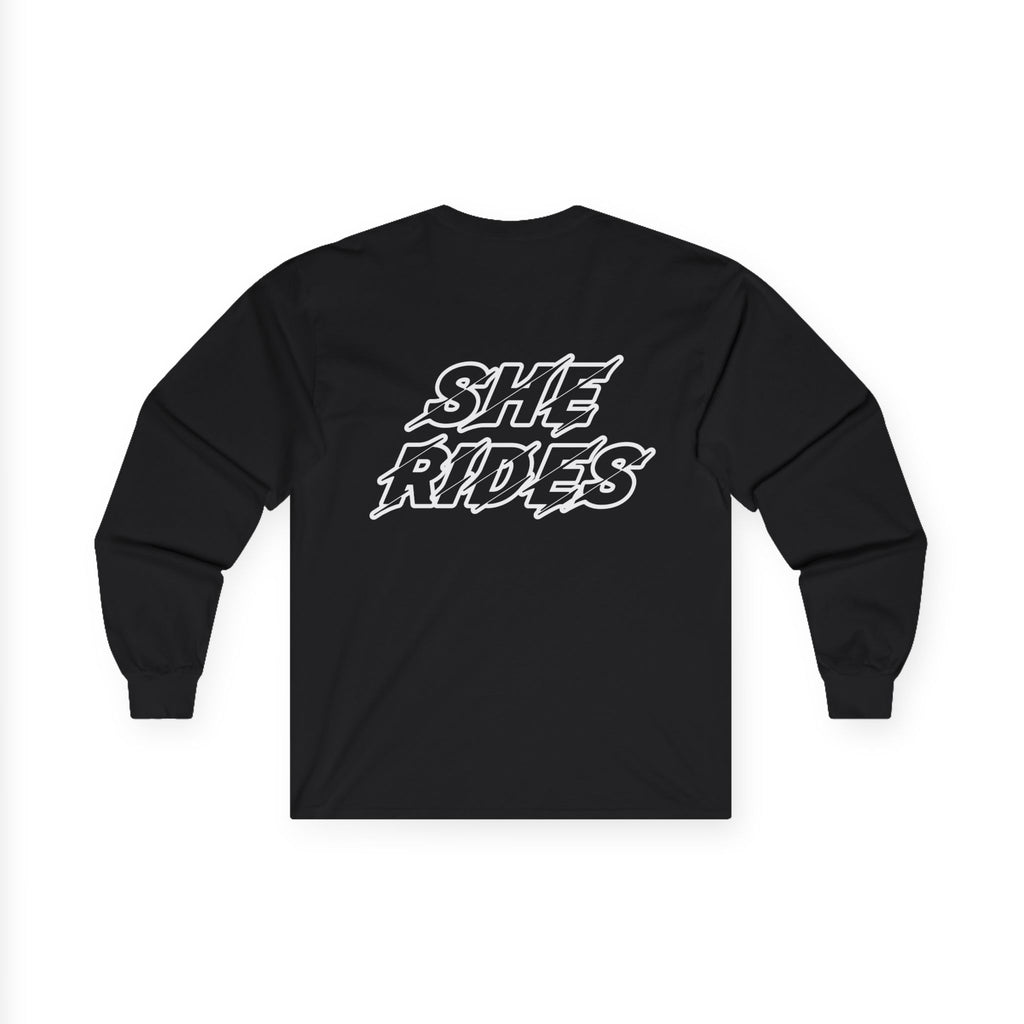 She Rides Logo Long Sleeve Black&White//Bikergirl Long Sleeve