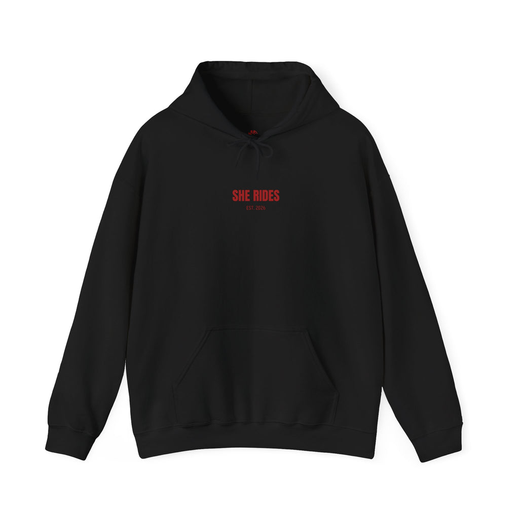 She Rides Basic Hoodie Rood