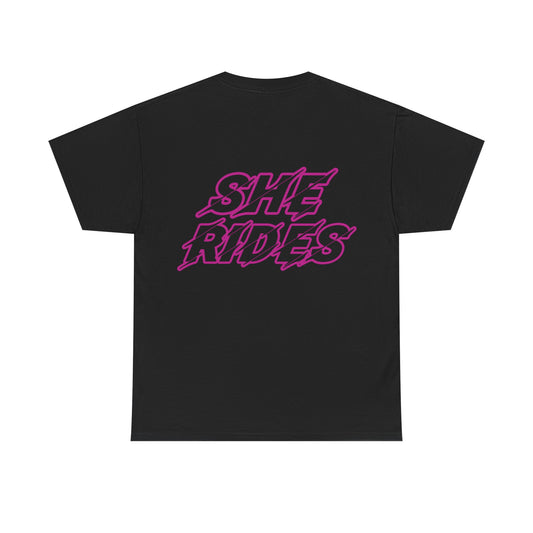 She Rides original T-shirt Roze//Bikergirl T-shirt