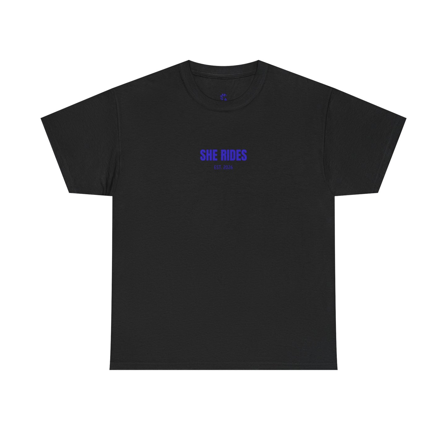 She Rides Basic T-shirt Blauw//Bikergirl T-shirt