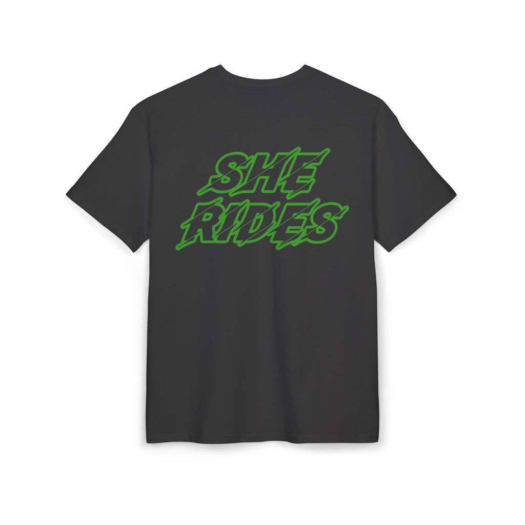 She Rides Logo Oversized T-shirt Green //Bikergirl T-shirt