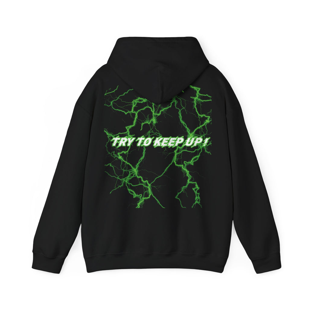 She Rides "try to keep up!" Lightning Hoodie Green//Bikergirl Hoodie
