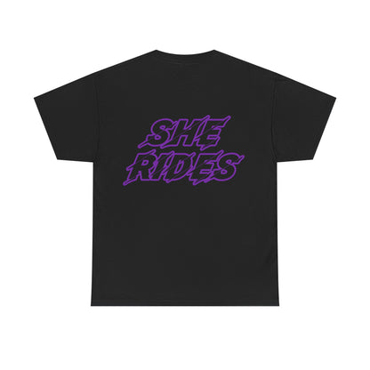 She Rides original T-shirt Purple//Bikergirl T-shirt