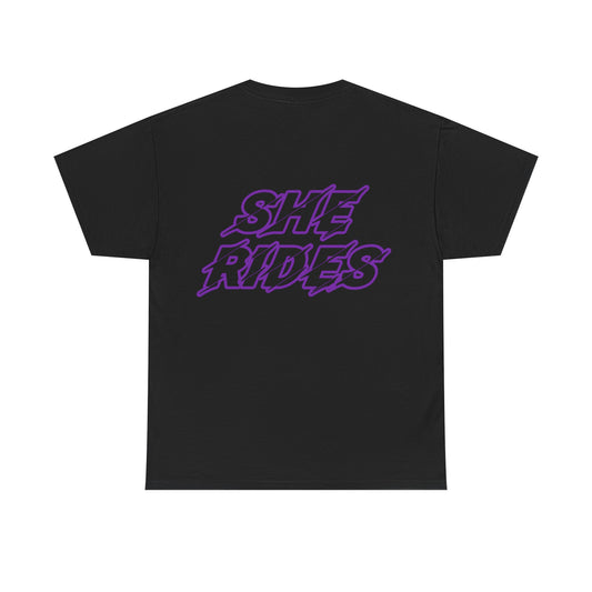 She Rides original T-shirt Paars//Bikergirl T-shirt