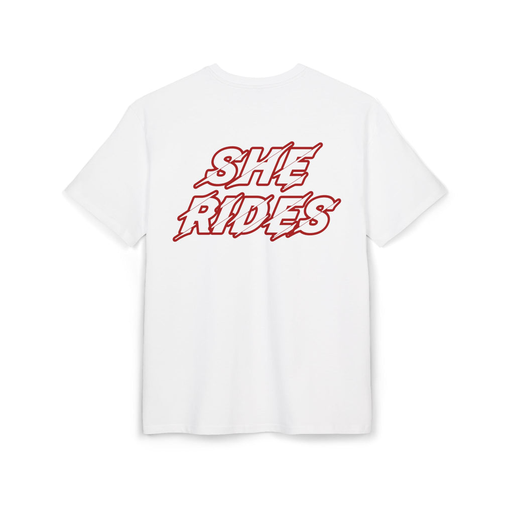 She Rides Logo Oversized T-shirt Red //Bikergirl T-shirt