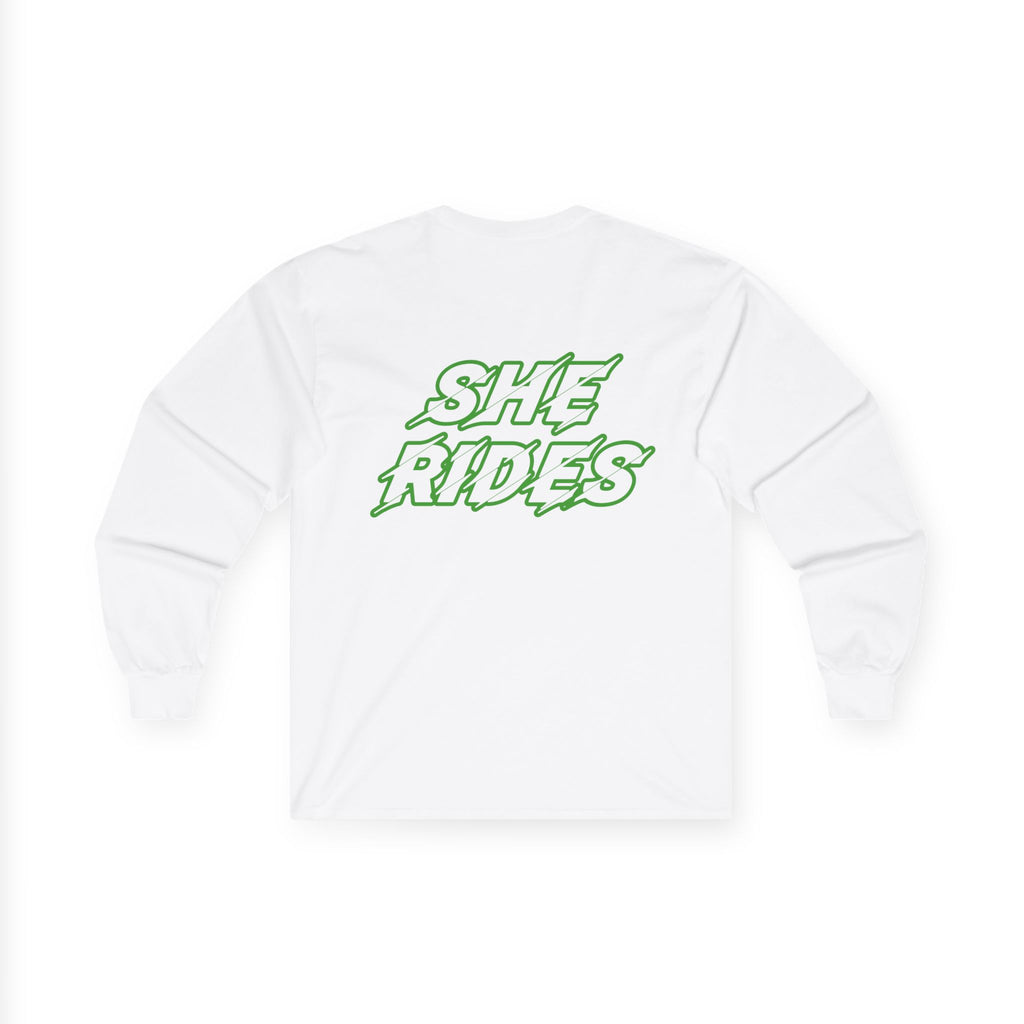 She Rides Logo Long Sleeve Green//Bikergirl Long Sleeve