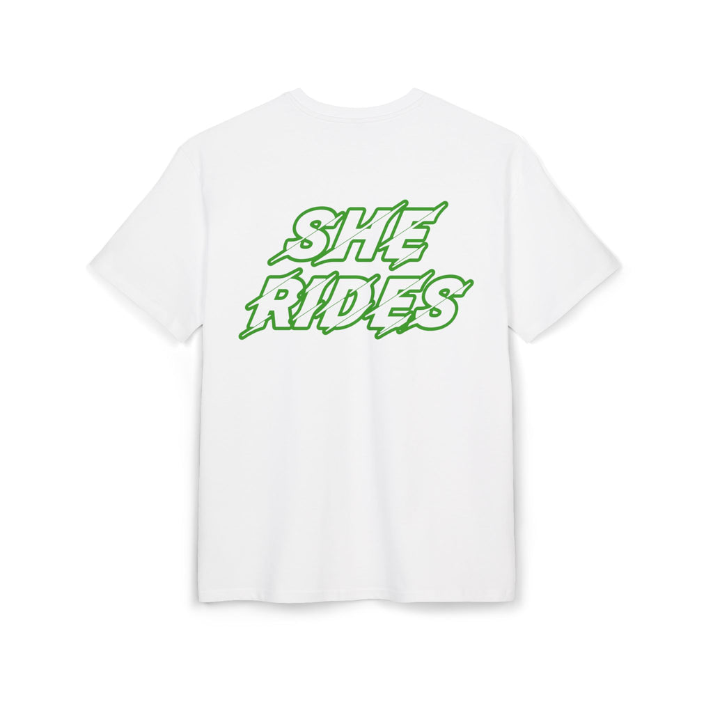 She Rides Logo Oversized T-shirt Green //Bikergirl T-shirt