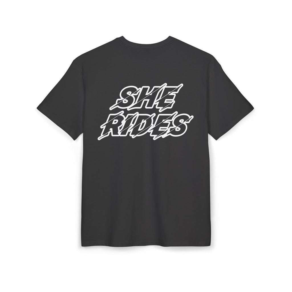 She Rides Logo Oversized T-shirt Black&White//Bikergirl T-shirt