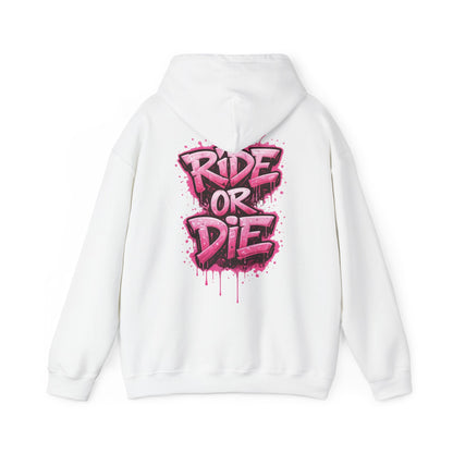 She Rides RideOrDie Hoodie Roze//Bikergirl Hoodie