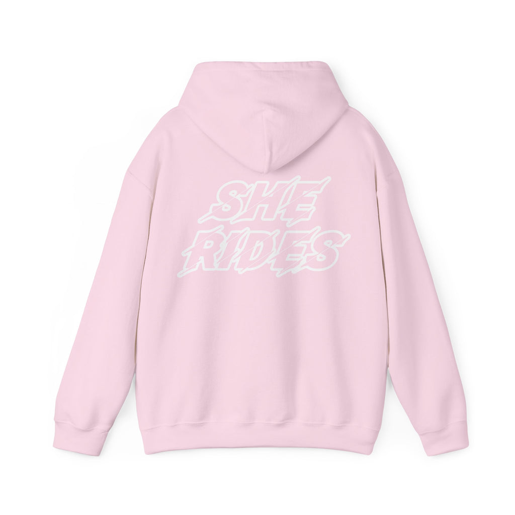 She Rides Original Hoodie Light Pink&Light Blue