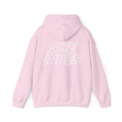 She Rides Original Hoodie Light Pink&Light Blue//Bikergirl Hoodie