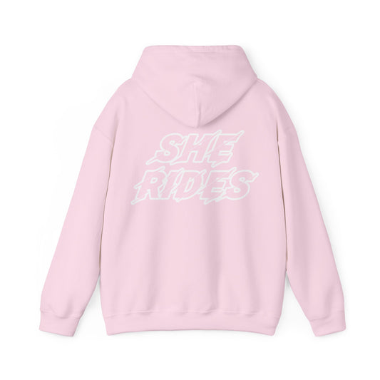 She Rides Original Hoodie Light Pink&Light Blue//Bikergirl Hoodie