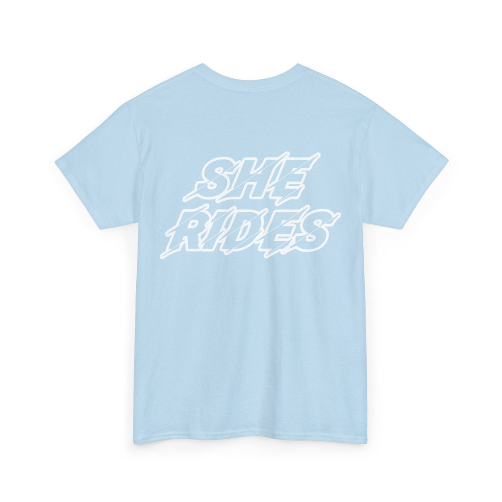 She Rides Original T-shirt Light Pink&Light Blue