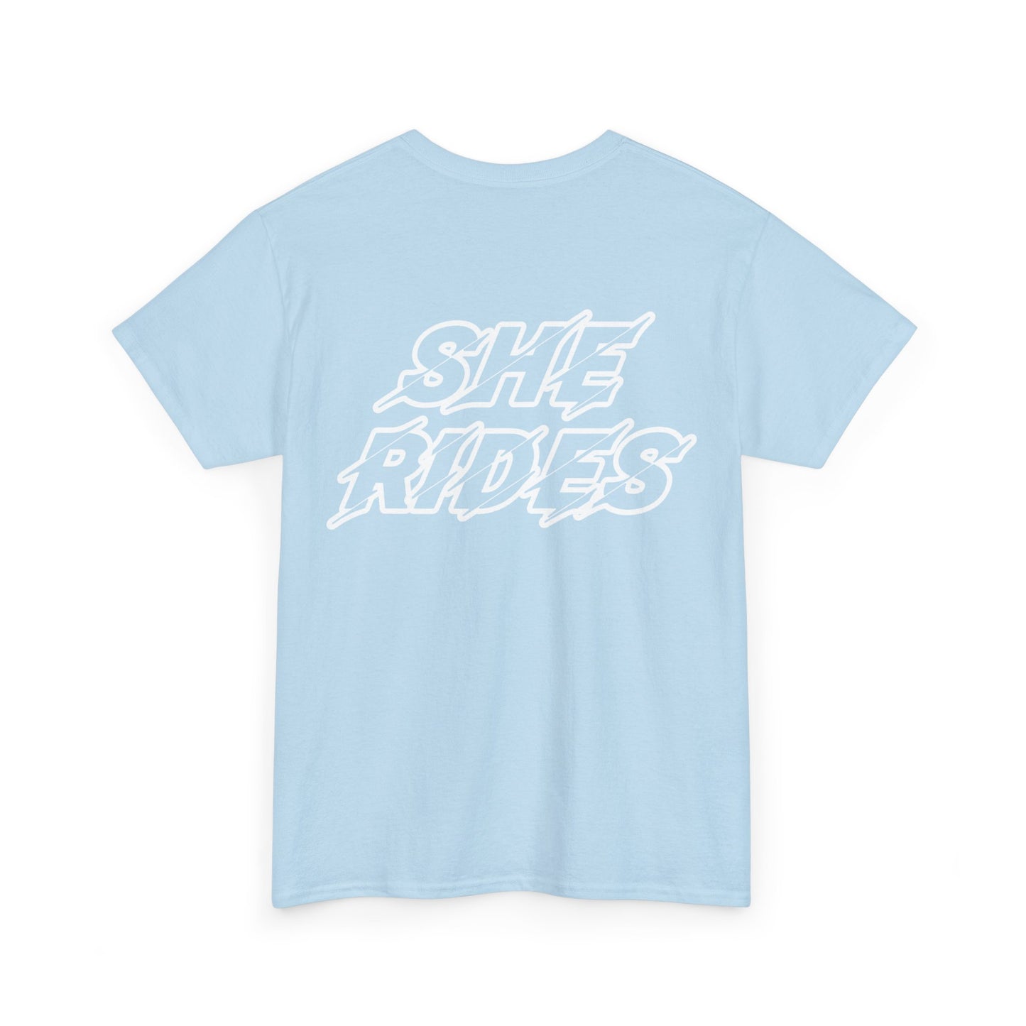 She Rides Original T-shirt Light Pink&Light Blue//Bikergirl T-shirt