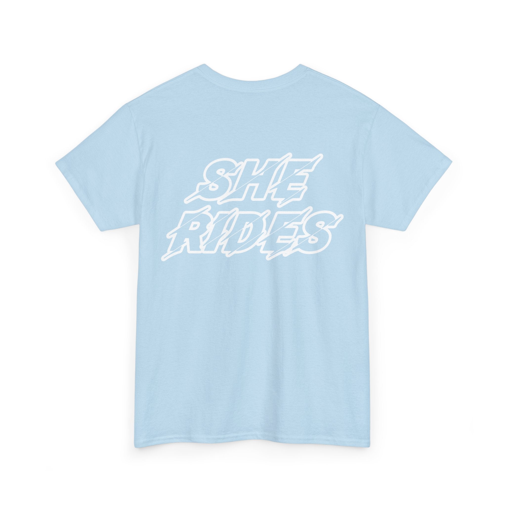 She Rides Original T-shirt Light Pink&Light Blue