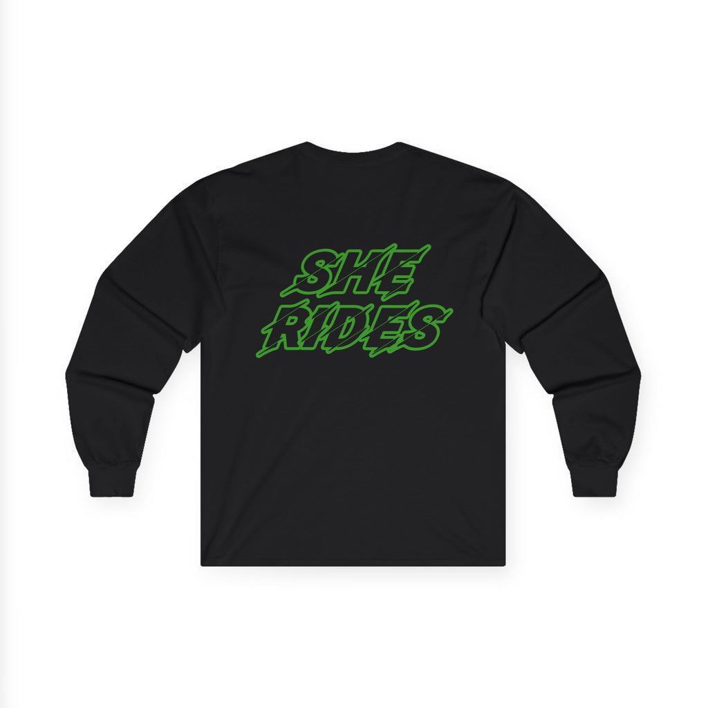She Rides Logo Long Sleeve Green//Bikergirl Long Sleeve