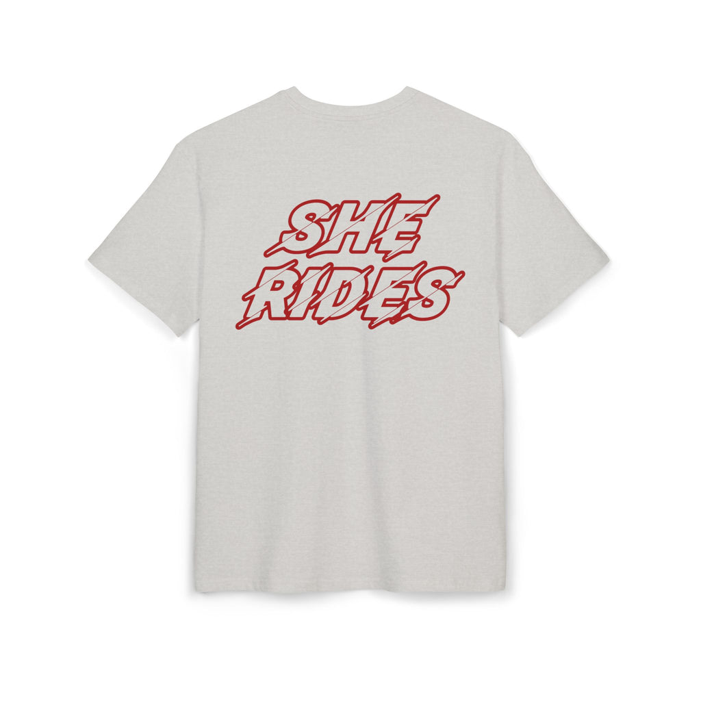 She Rides Logo Oversized T-shirt Red //Bikergirl T-shirt