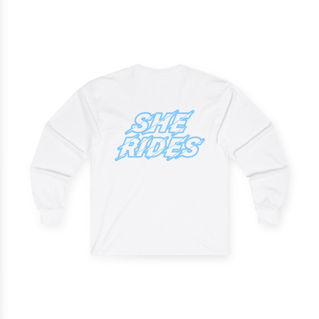She Rides Logo Long Sleeve Blue // Bikergirl Long Sleeve