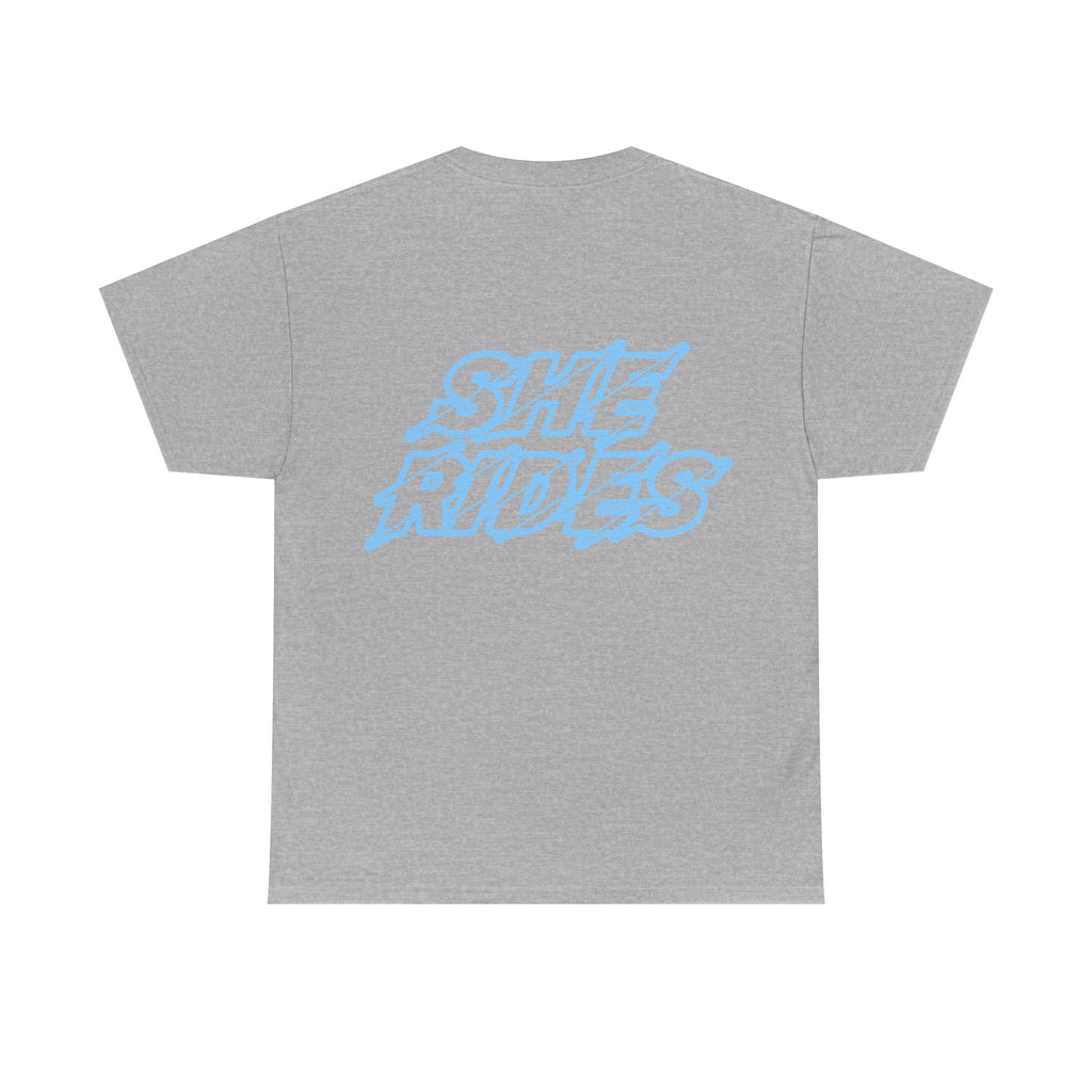 She Rides original T-shirt Blue//Bikergirl T-shirt