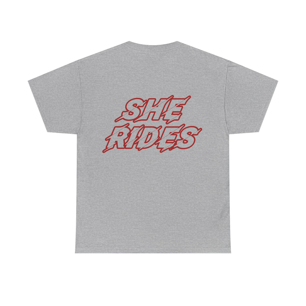 She Rides original T-shirt Red //Bikergirl T-shirt 