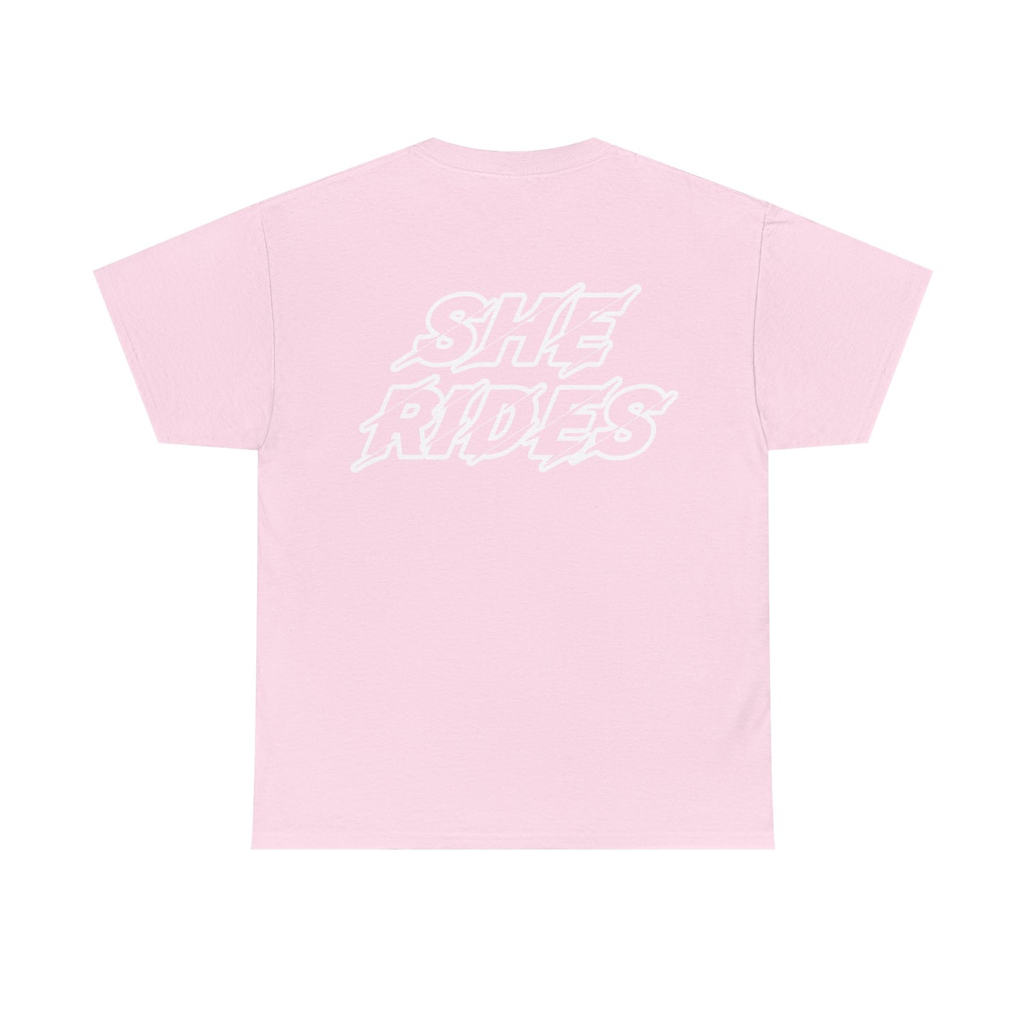 She Rides Original T-shirt Light Pink&Light Blue//Bikergirl T-shirt