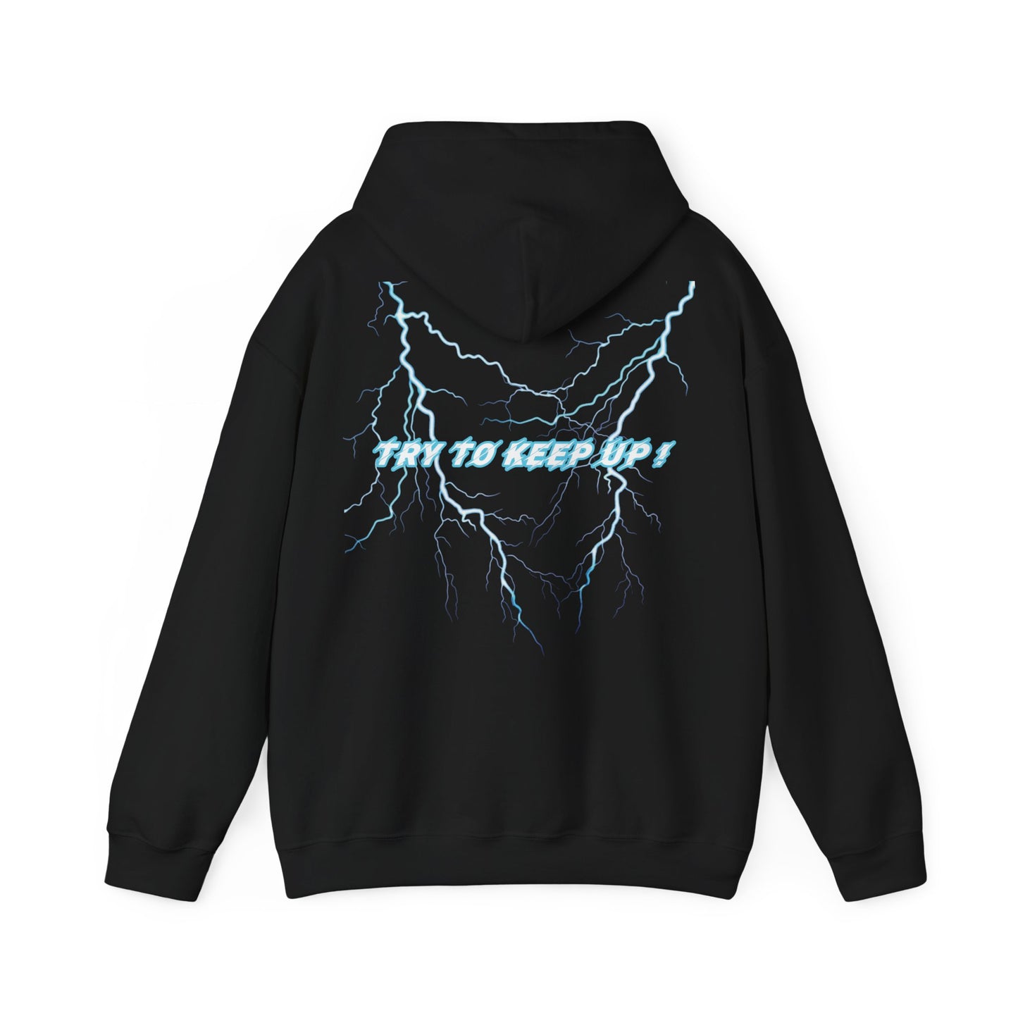 She Rides "try to keep up!" Lightning Hoodie blauw//Bikergirl Hoodie