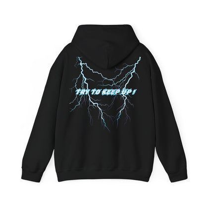 She Rides "try to keep up!" Lightning Hoodie blauw//Bikergirl Hoodie