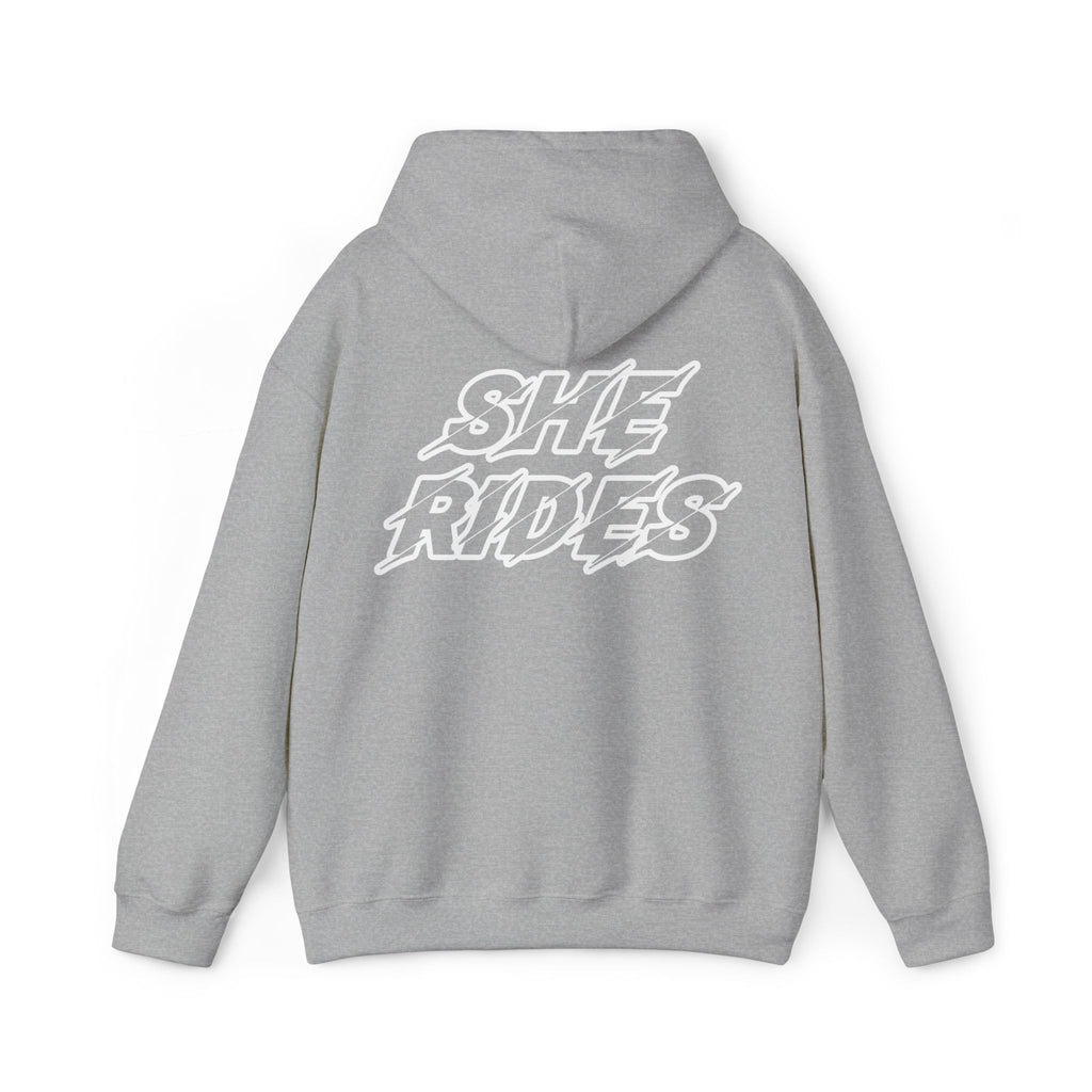 She Rides Original Hoodie Black & White // Bikergirl Hoodie