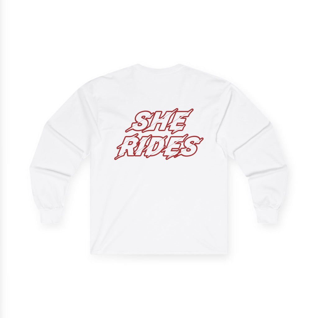 She Rides Logo Long Sleeve Red//Bikergirl Long Sleeve