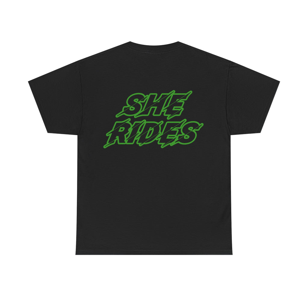 She Rides original T-shirt Green //Bikergirl T-shirt