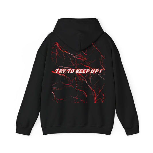 She Rides "try to keep up!" Lightning Hoodie  Rood//Bikergirl Hoodie