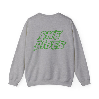 She Rides Original Sweater Green//Bikergirl Sweater