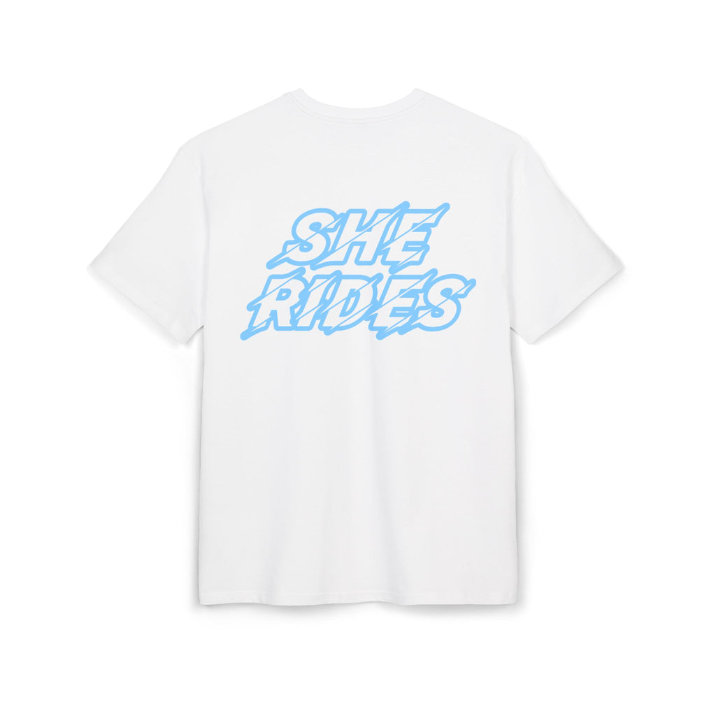 She Rides Logo Oversized T-shirt Blue//Bikergirl T-shirt