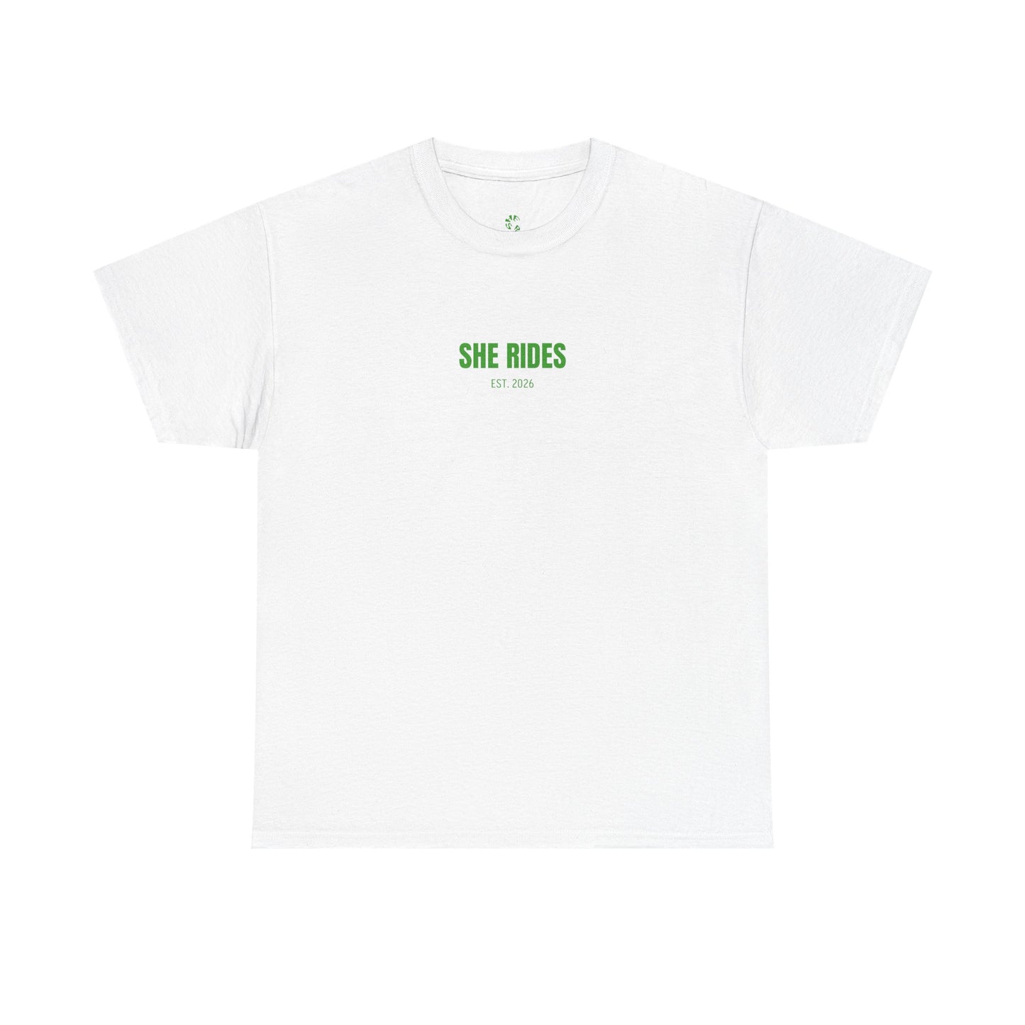 She Rides Basic T-shirt Groen//Bikergirl T-shirt