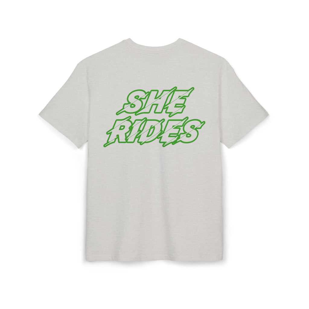 She Rides Logo Oversized T-shirt Green //Bikergirl T-shirt