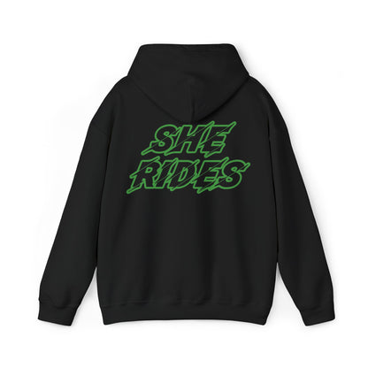 She Rides Original Hoodie Green//Bikergirl Hoodie