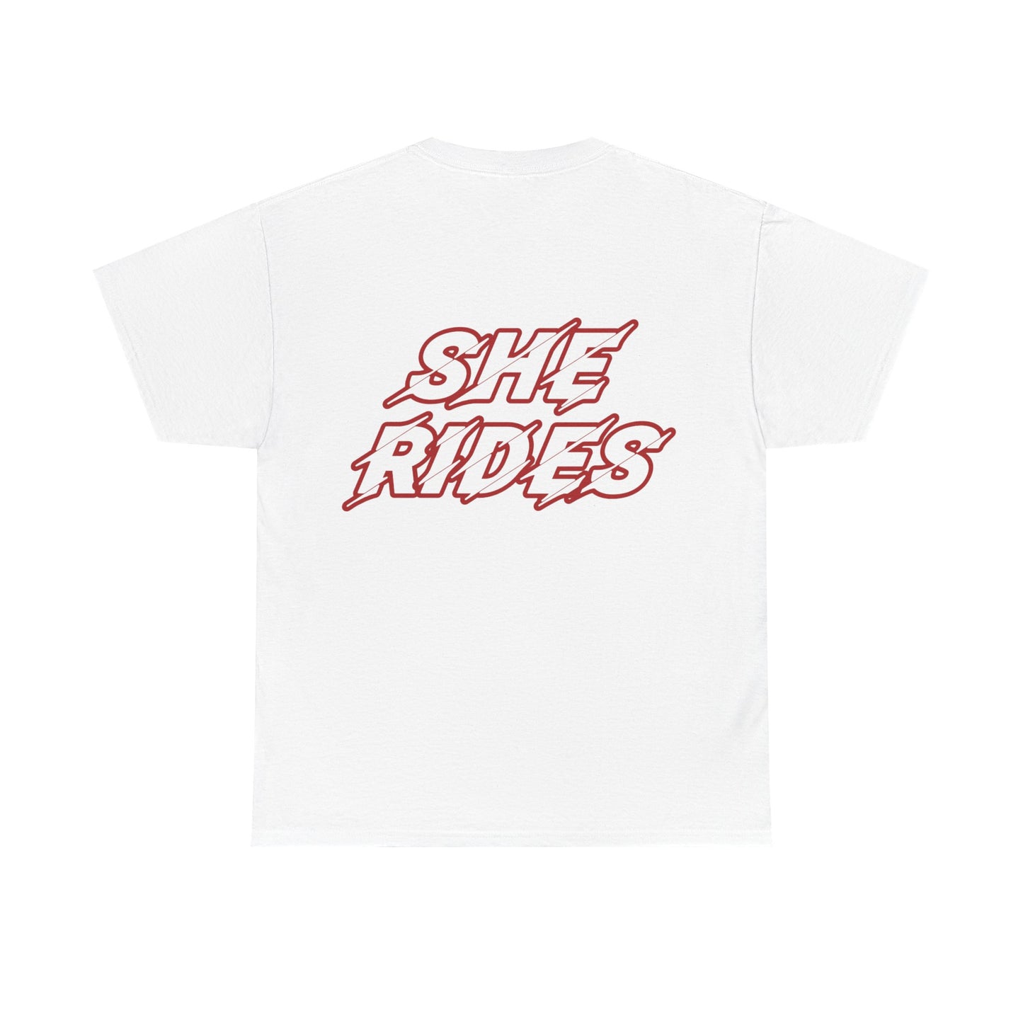 She Rides original T-shirt Rood//Bikergirl T-shirt