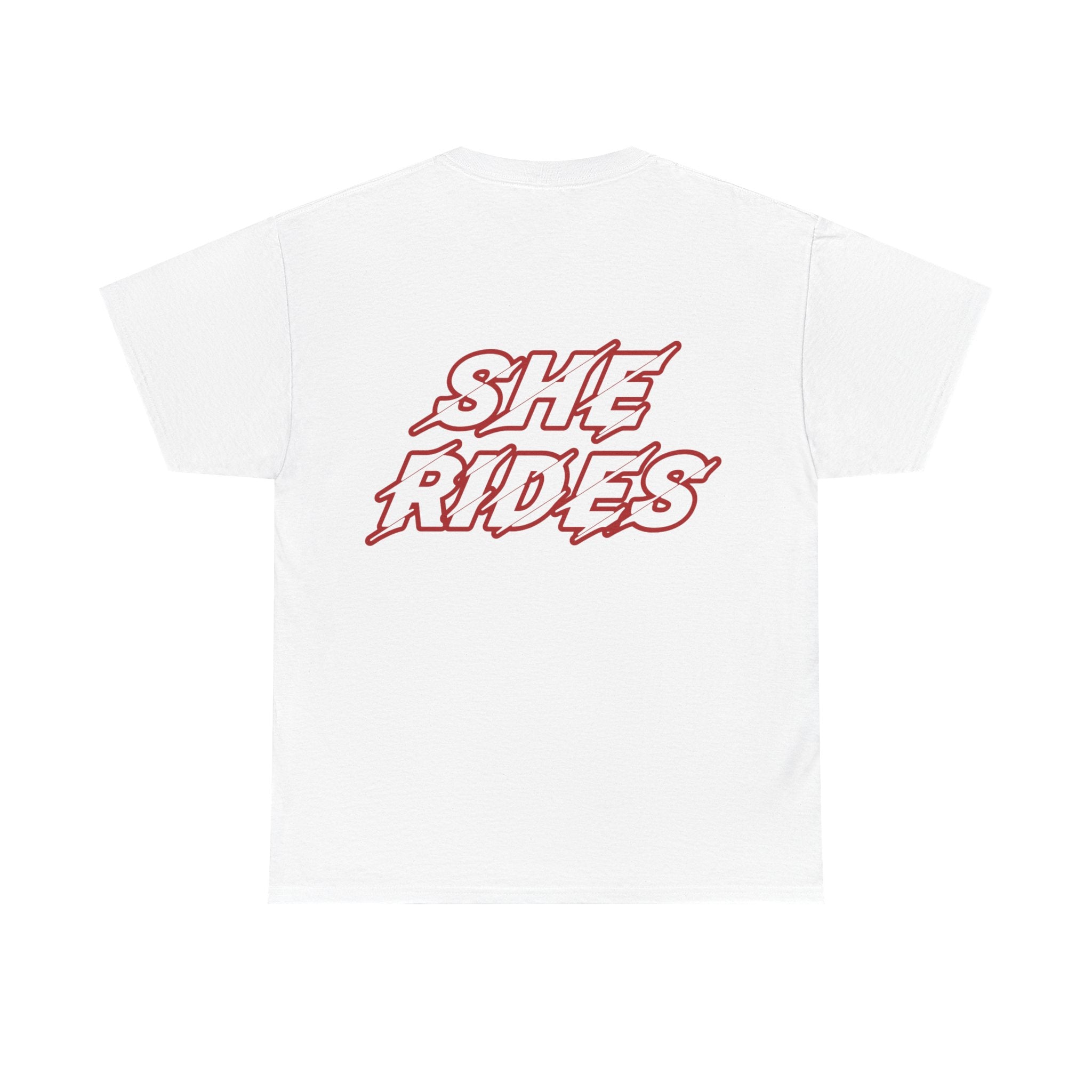 She Rides original T-shirt Red //Bikergirl T-shirt 
