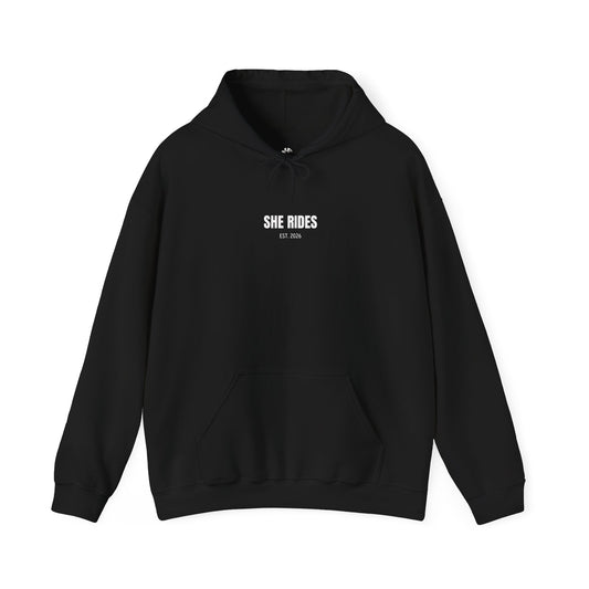 She Rides Basic Hoodie Zwart&Wit//Bikergirl Hoodie
