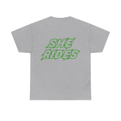 She Rides original T-shirt Green //Bikergirl T-shirt