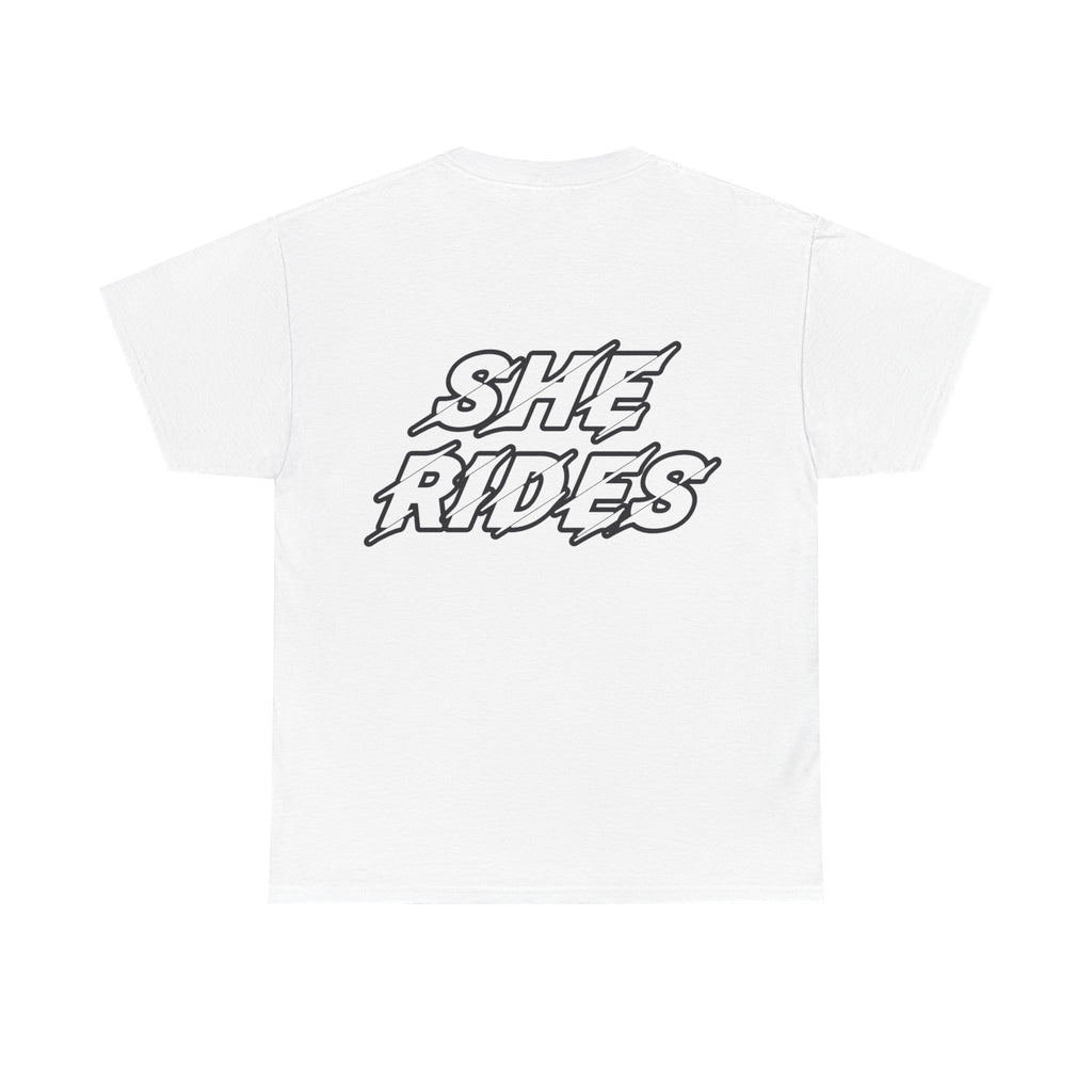 She Rides original T-shirt Black&White//Bikergirl T-shirt