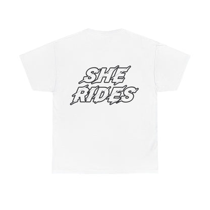 She Rides original T-shirt Zwart&Wit//Bikergirl T-shirt