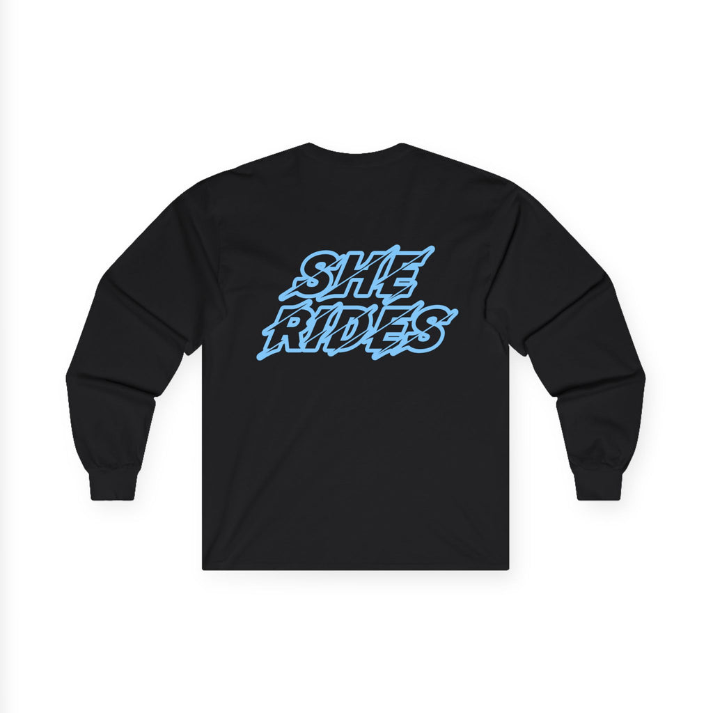 She Rides Logo Long Sleeve Blue // Bikergirl Long Sleeve