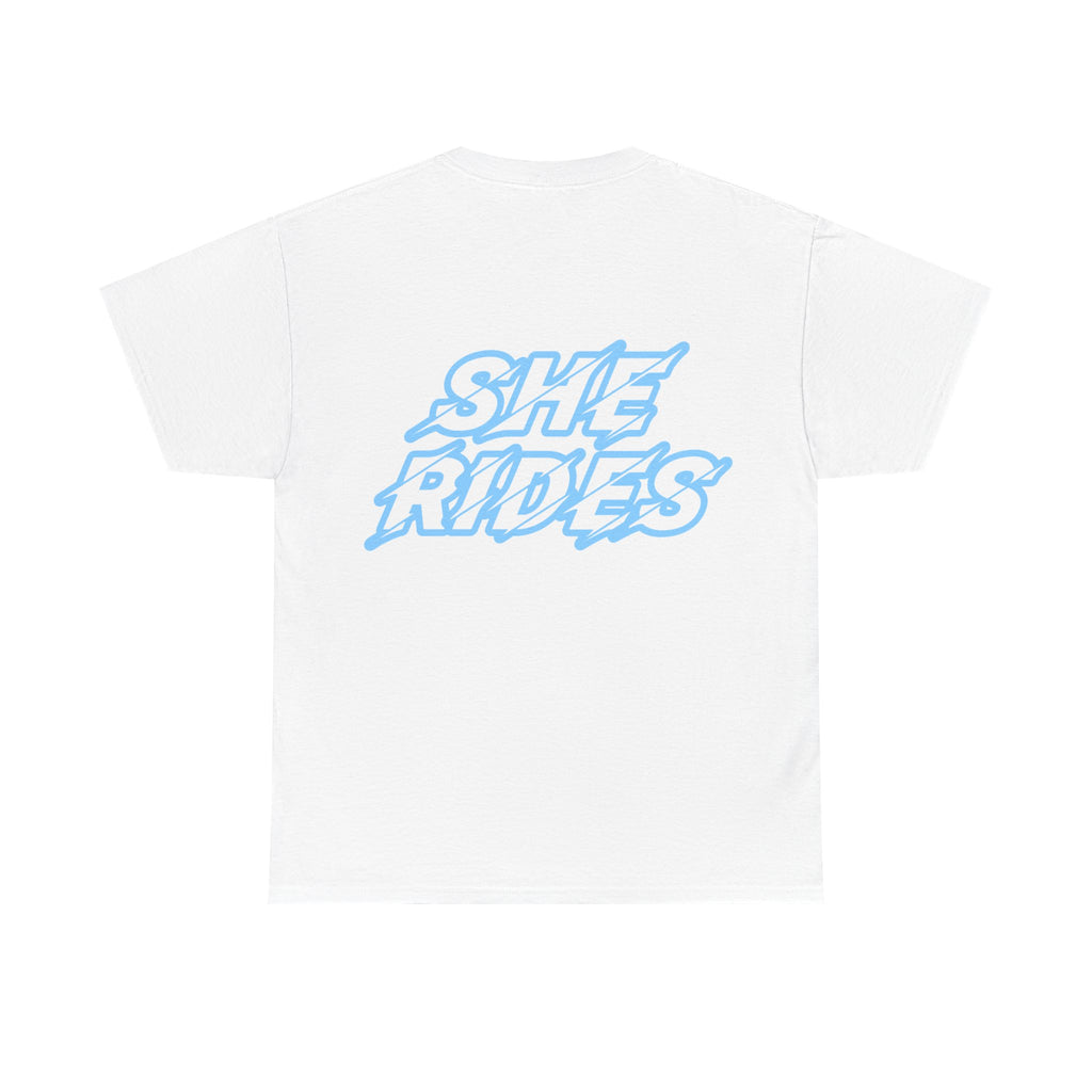 She Rides original T-shirt Blue//Bikergirl T-shirt