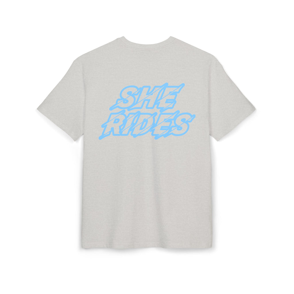 She Rides Logo Oversized T-shirt Blue//Bikergirl T-shirt