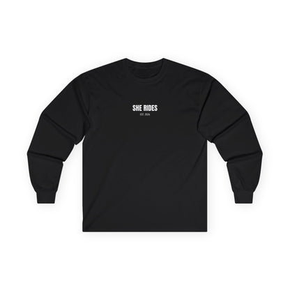 She Rides Basic Long Sleeve Zwart&Wit//Bikergirl Long Sleeve